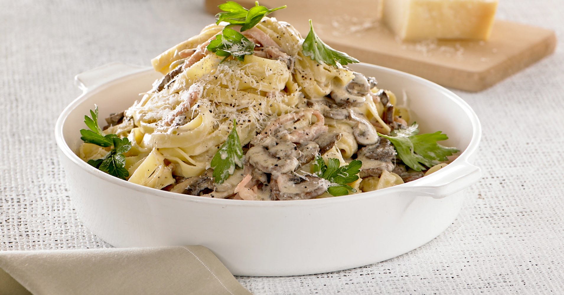 Creamy Mushroom & Bacon Fettuccine Recipe | Breville Recipe Collection | myfoodbook